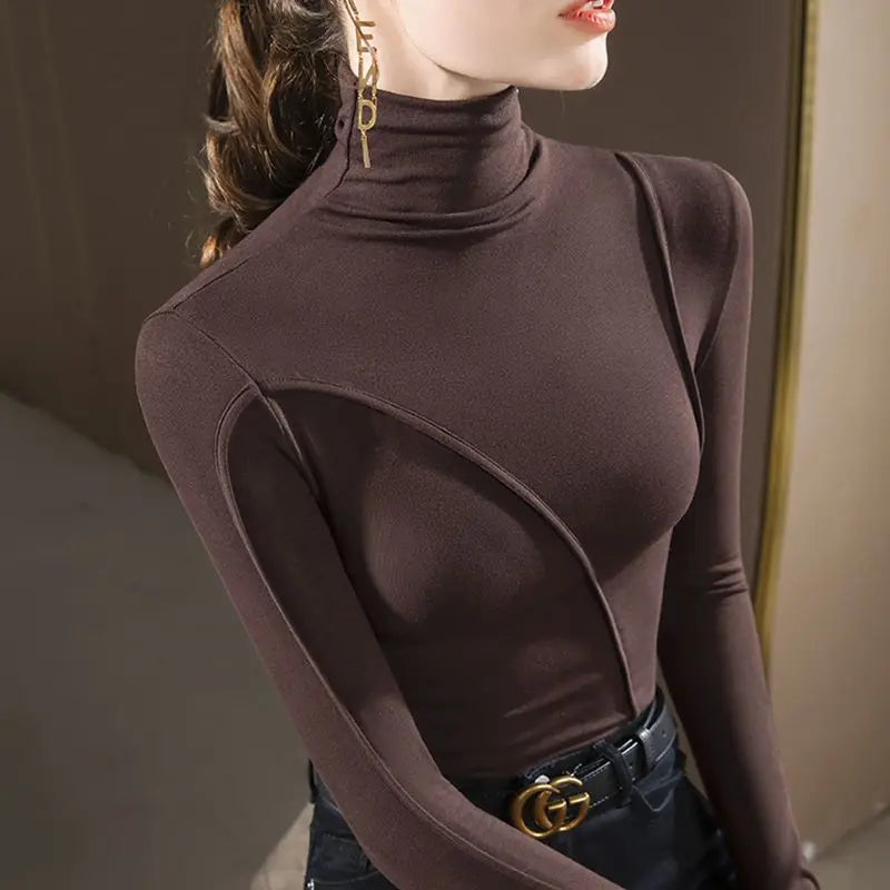 Slim Turtleneck Tops